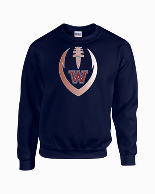 WW-FB-304-04 - Gildan Adult 8 oz., 50/50 Fleece Crew - W-Football Outline Logo