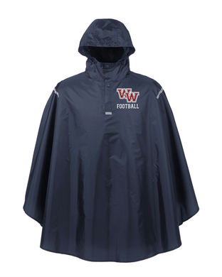 WW-FB-460-2 - Team 365 Adult Zone Protect Packable Poncho - WW Football Logo