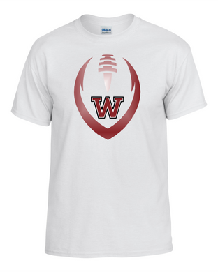 WW-FB-531-04 - Gildan Adult 5.5 oz., 50/50 T-Shirt - W-Football Outline Logo