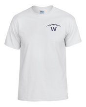 Load image into Gallery viewer, WW-FB-532-09 - Gildan Adult 5.5 oz., 50/50 T-Shirt - Laces &amp; WW Wolverines Logo