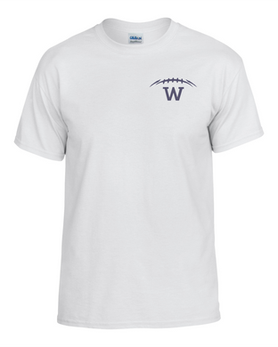 WW-FB-532-09 - Gildan Adult 5.5 oz., 50/50 T-Shirt - Laces & WW Wolverines Logo