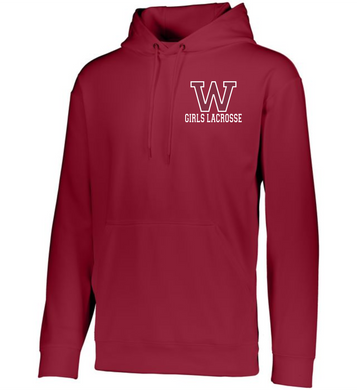 WW-GLAX-105-1 - Augusta Wicking Fleece Hoodie Pullover - Woodstock Girls Lacrosse Logo