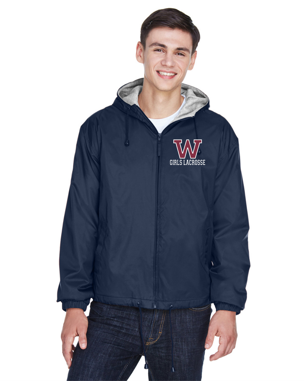WW-GLAX-115-1 - UltraClub Adult Fleece-Lined Hooded Jacket - Woodstock Girls Lacrosse Logo