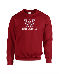 WW-GLAX-304-1 - Gildan Adult 8 oz., 50/50 Fleece Crew - Woodstock Girls Lacrosse Logo