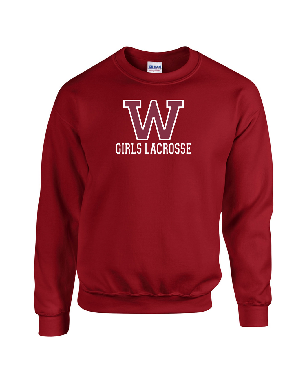 WW-GLAX-304-1 - Gildan Adult 8 oz., 50/50 Fleece Crew - Woodstock Girls Lacrosse Logo