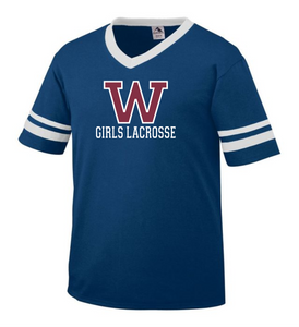 WW-GLAX-543-1 - Augusta Sleeve Stripe Jersey - Woodstock Girls Lacrosse Logo