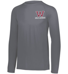 WW-GLAX-557-1- Attain Wicking Raglan Long Sleeve Tee - Woodstock Girls Lacrosse Logo