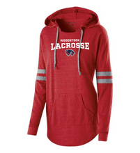 Load image into Gallery viewer, WW-LAX-242-3 - Holloway LADIES HOODED LOW KEY PULLOVER - Woodstock LAX Wolverine Logo
