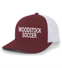 Load image into Gallery viewer, WW-SOC-921 - Pacific Trucker Snapback Cap - Woodstock Soccer Logo